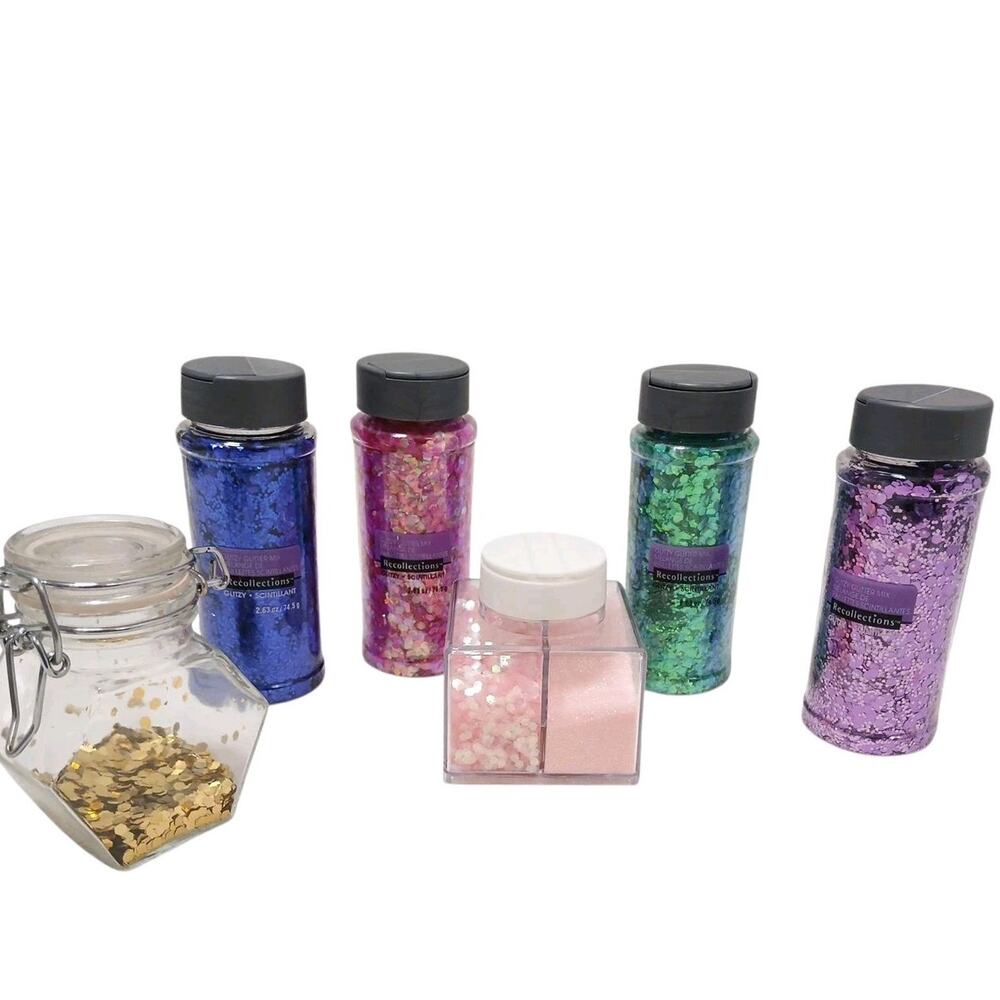 6 Glitter Chunky Craft Bottle 2.6oz Glitter Powder for Resin Tumblers Crafts DYI